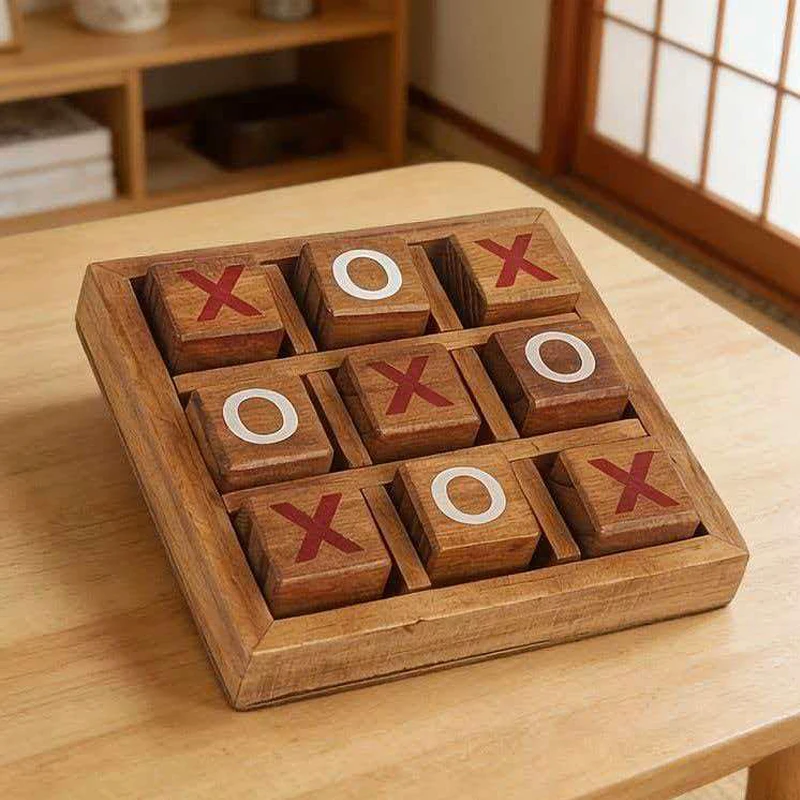 Classico Gioco da Tavolo Strategico Tic Tac Toe, Divertimento per Serate in Famiglia e Viaggi, Giocattoli Educativi in Legno, Sfide Logiche per Bambini e Adulti - immagine 2