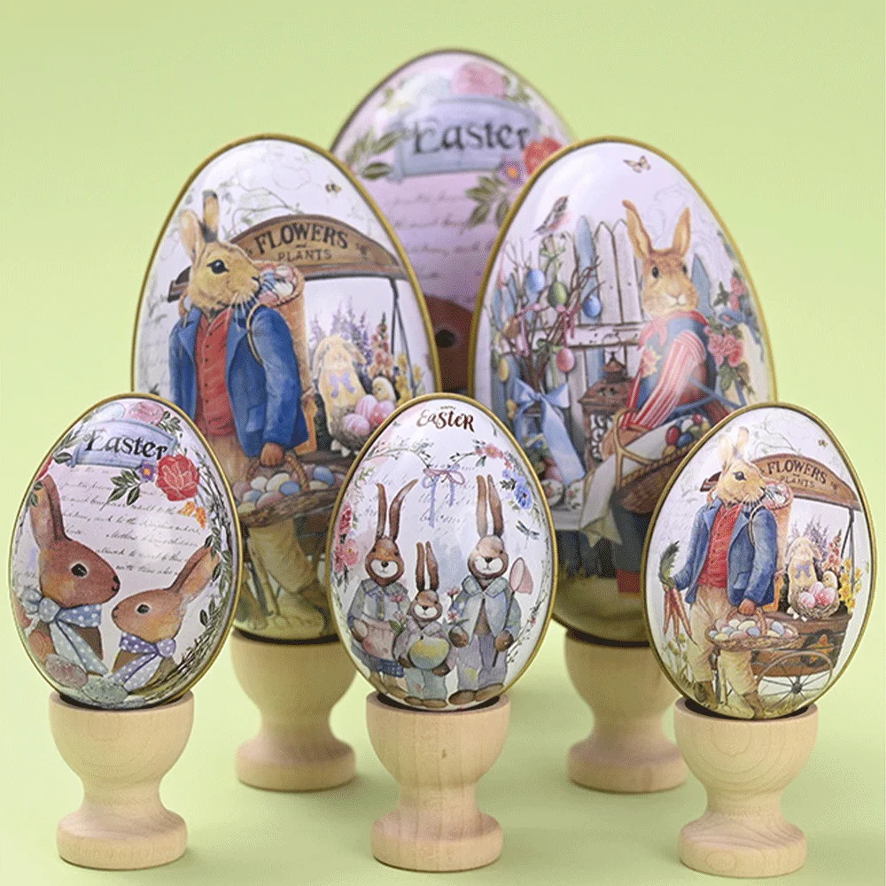 Metall-Osterei-Blechdose Hasen-Süßigkeiten-Verpackungsbehälter Party-Gastgeschenke Dekorative Kaninchen-Dose Festliche Geschenkboxen Frühlings-Zubehör – Detail 6