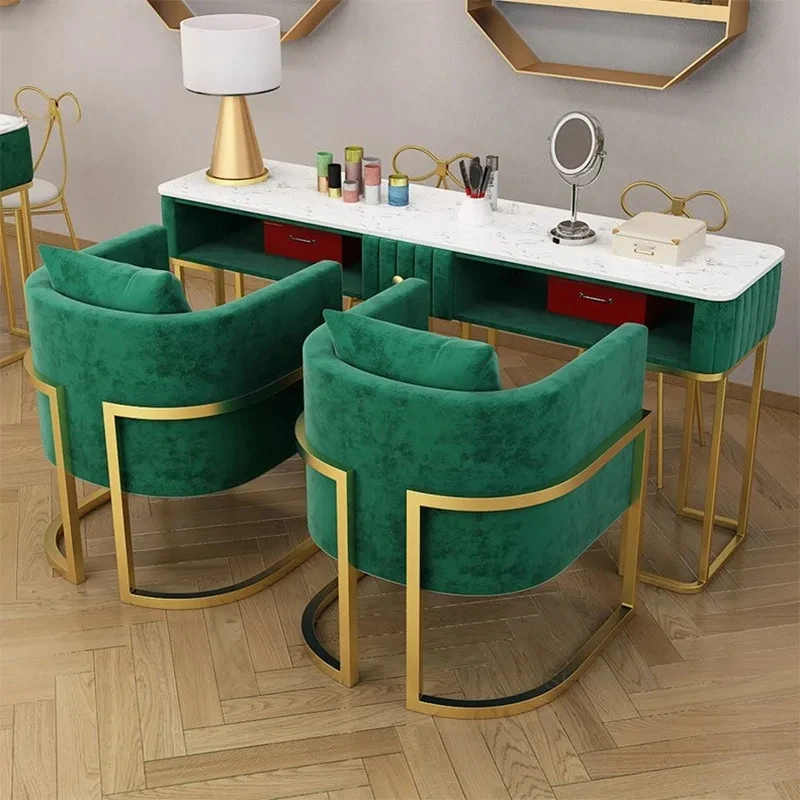 GY Nordic Marble Manicure Table Chair Set Professional Manicure Table Modern Single Double Luxury Nail Table Salon Furniture ins nordic marble net red nail table wrought iron single double nail table nail shop table and chair set