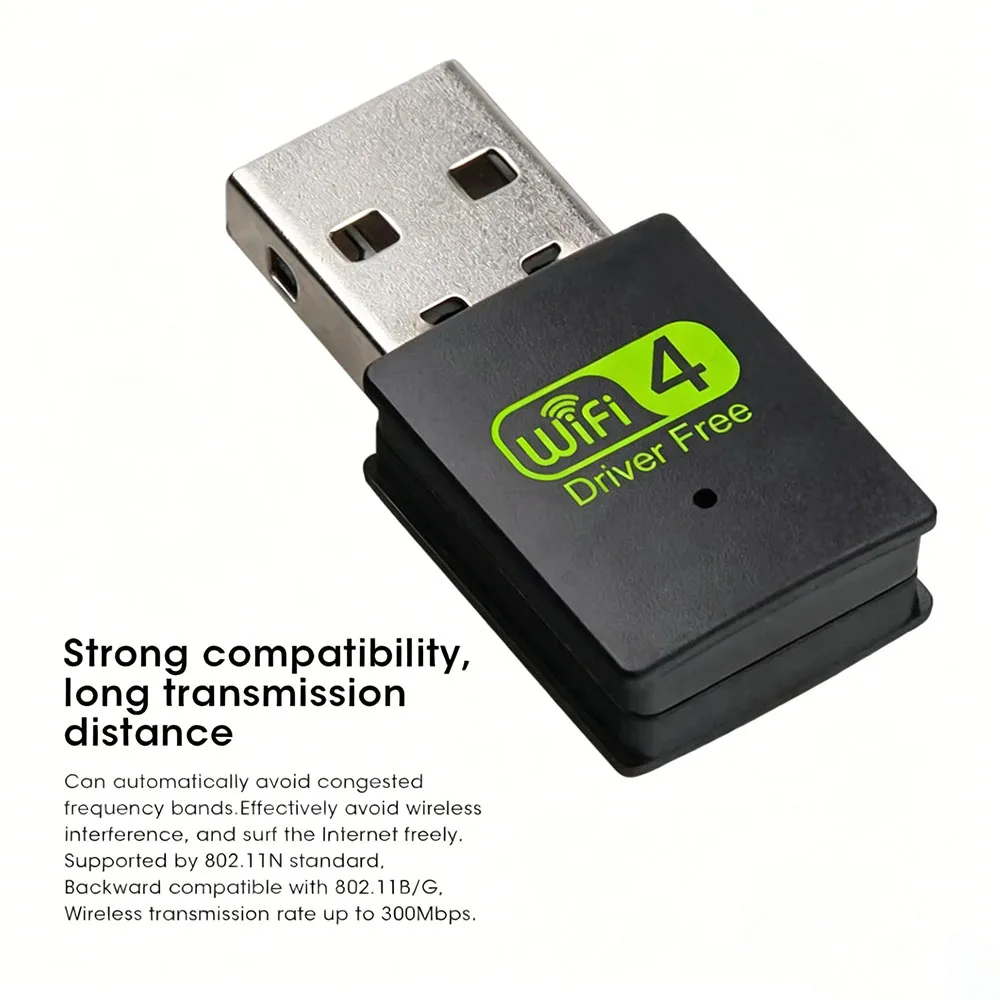 300Mbps USB WiFi 어댑터 802.11n 무선 네트워크 카드 Windows 노트북 데스크탑 PC용 WiFi 수신기 WPA/WPA2 WiFi4 드라이버 무료