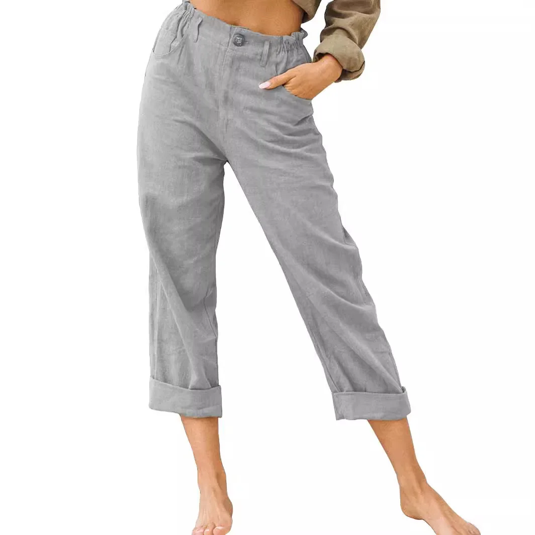 Summer New Women's Cotton and Linen Casual Pants