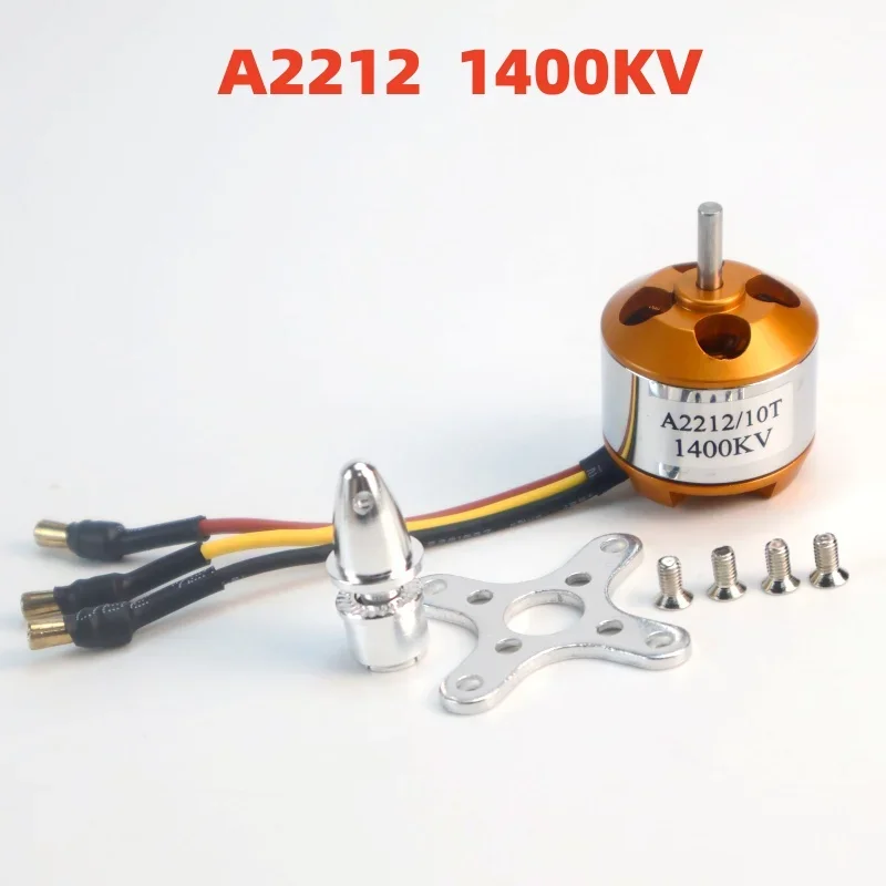 Ensemble moteur brushless A2212 pour drone RC, incluant hélice et support de montage, sur fond blanc.