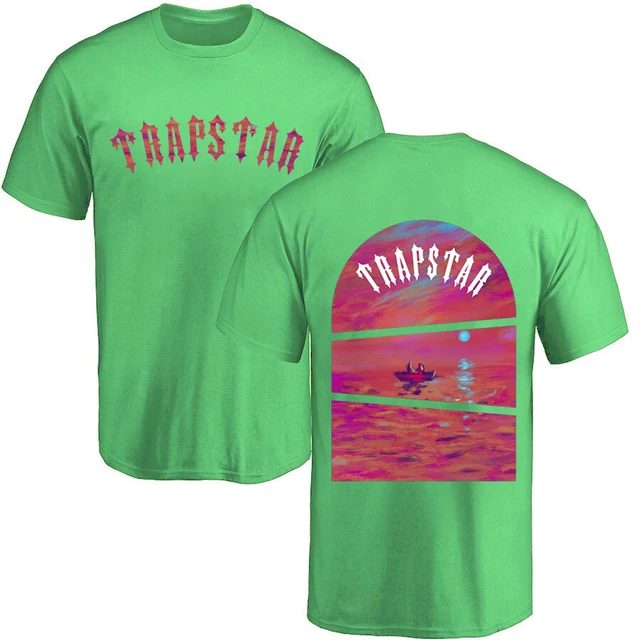 Trapstar Street Brand T-Shirts Men sunset at sea art Print T Shirt O-Neck Cotton Short Sleeve Casual Oversized Tops Loose Tops 4