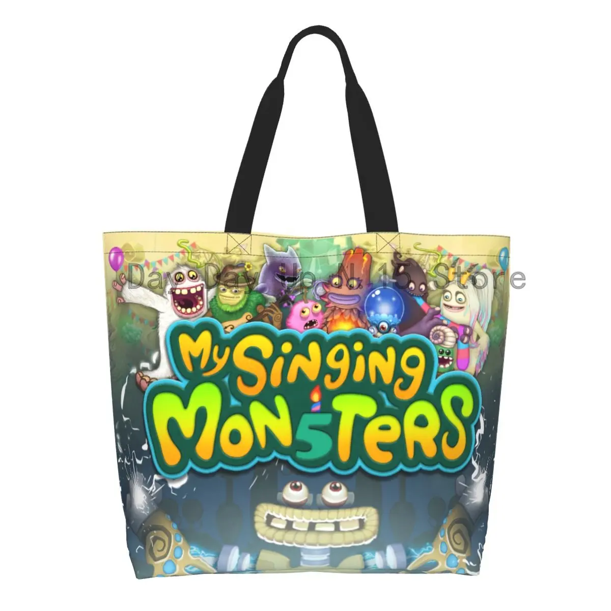 

Custom My Singing Monsters Shopping Canvas Bags Women Reusable Big Capacity Groceries Tote Shopper Bags