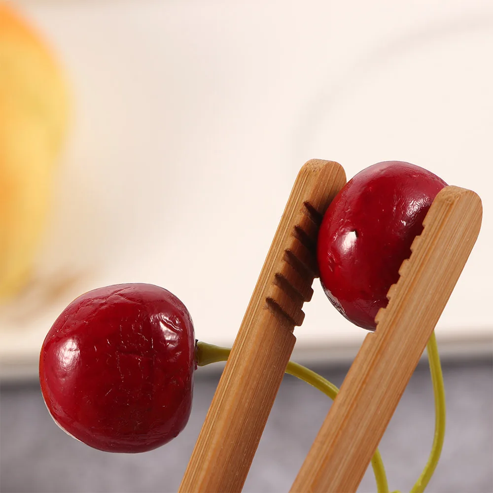 Description Picture 5 of item1/2/4Pcs Bamboo Food Tongs Reusable Wood Toaster Tongs Mini Straight Bend Tea Clip Bread Fruits Clamp Kitchen Teaware