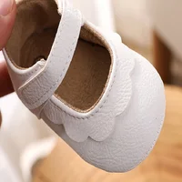 Baby Girls Shoes Fashion Solid Color Leather Flower Princess Soft Rubber Sole Non-Slip Casual Toddler First Walker 2