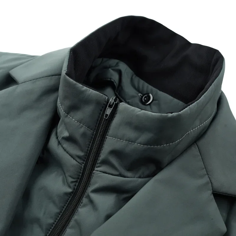 Down Jacket Mens Jacket Men's Winter Fake Two-Piece Warm Blazer Business Leisure Warm Stand-up Collar Jacket