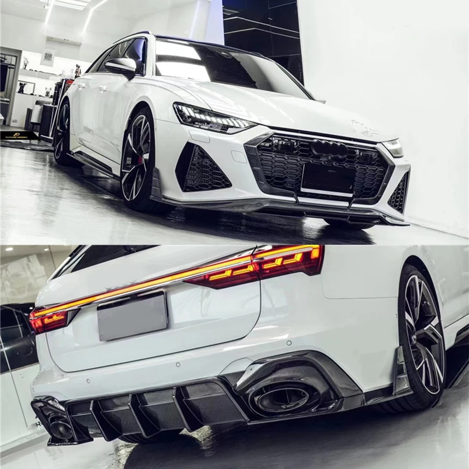 Per Audi Rs6 Retrofit Aggiornato Kit Corpo In Fibra Di Carbonio Pala Anteriore Spoiler Posteriore Gonna Laterale