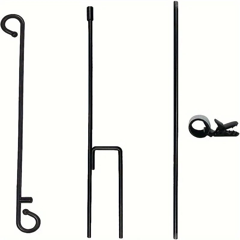 Garden Flag Stand Holder with Windproof Clip Banner Pole Holder Outdoor Iron Flagpole Patio Flag Outdoor Lawn And Decoration