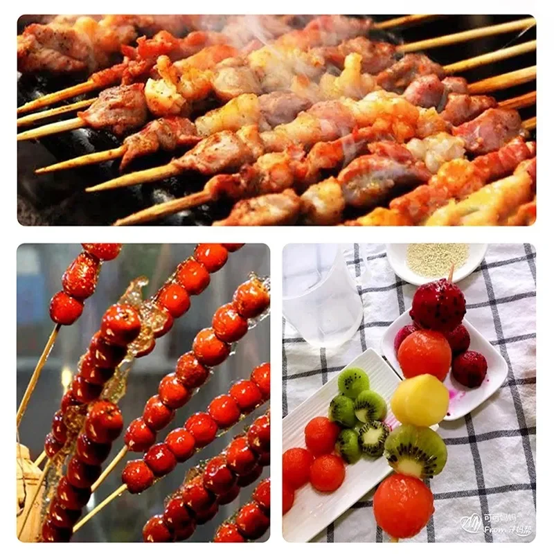 15/20/25/30cm Bamboo Barbecue Skewers Food Grade Disposable Nature Wood Long Stick for Kitchen Barbecue Fruit Fried barbecue skewers