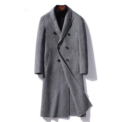 

Winter new 2023 Men's Long double side wool coat turndown collar casual woolen overcoat high quality Double breasted trenchcoat