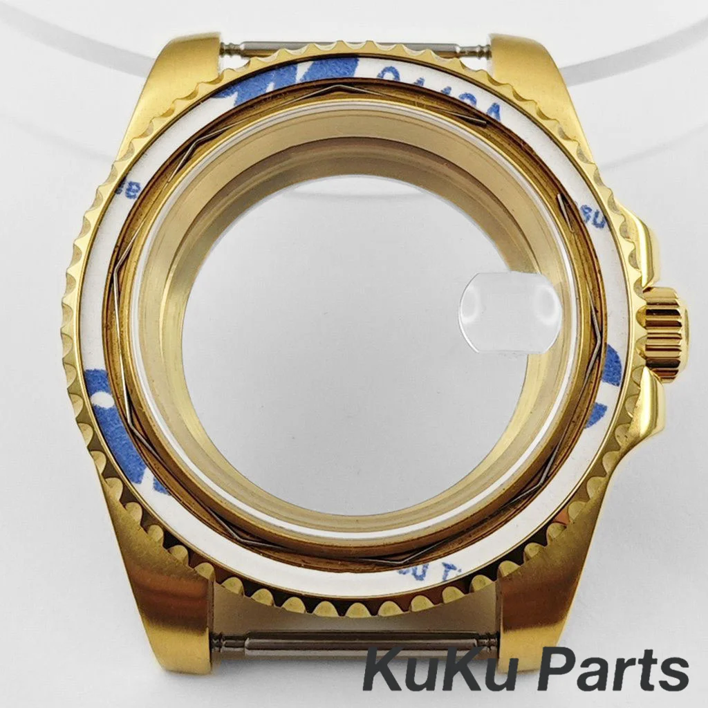 Gold 40MM Oyster Bracelet Sapphire Glass Waterproof Watch Case with 28.5mm Dial Compatibility