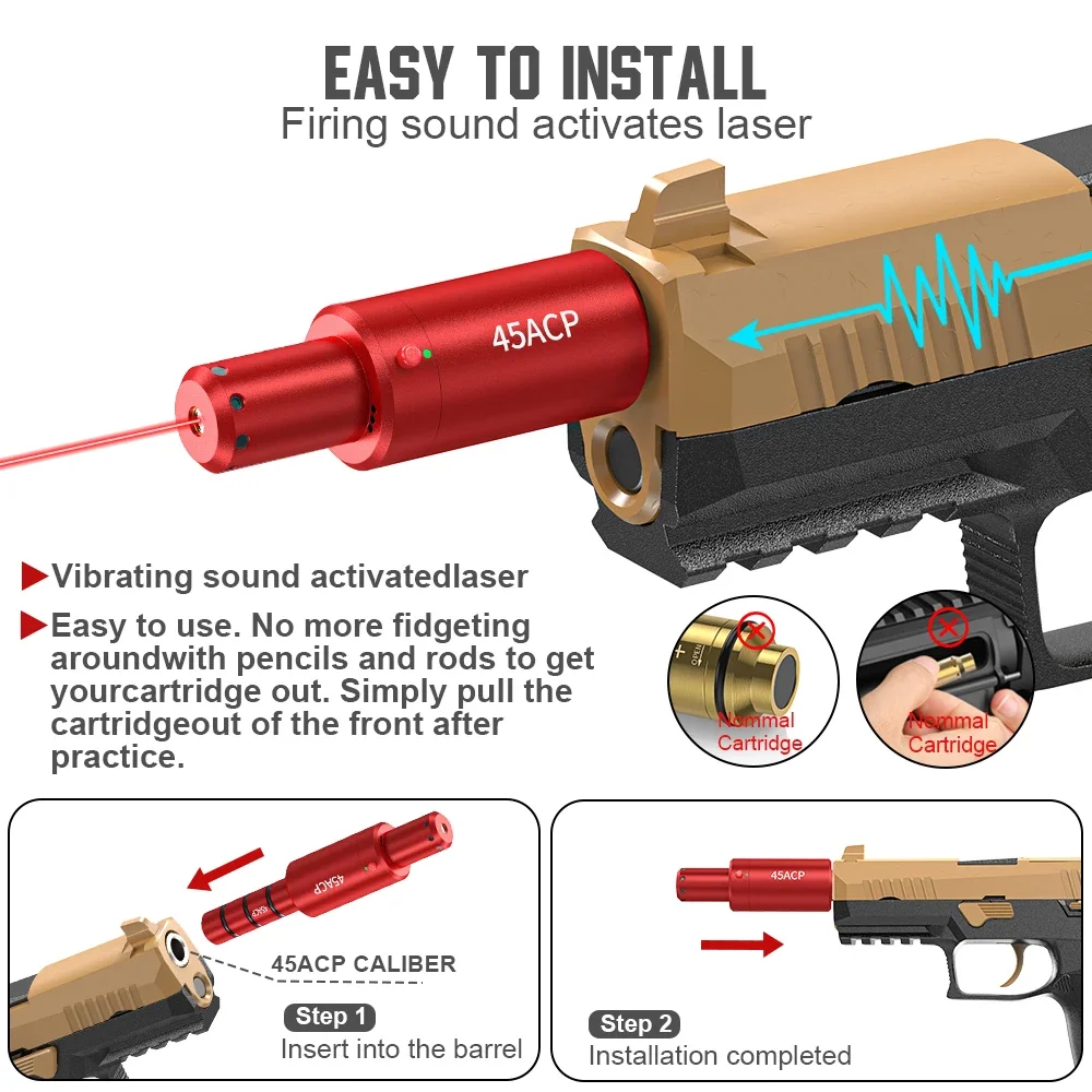 Laser Training Bullet 45ACP dual-purpose magnetic suction laser training bullet red dot laser training bullet dry powder bullet