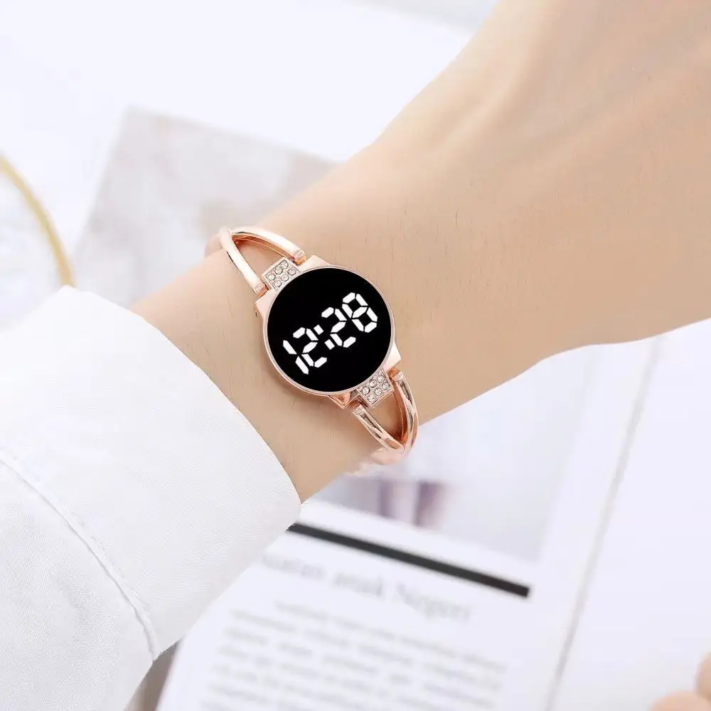 LED Fashion Watch for Women Touch Screen Ladies Time Steel Band Electronic Student Ladies Bracelet Watch Simple Style Watches women watches electronic watch