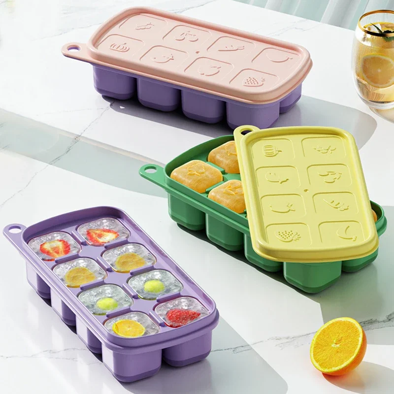PP food grade silicone ice tray baby food storage box with cover