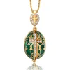 YAFFIL Egg Pendant Necklace Cross Handmade Vintage Jewelry Enamel Jesus Luxury Charm Crystal Rhinestone Piercing Gifts To Women 4