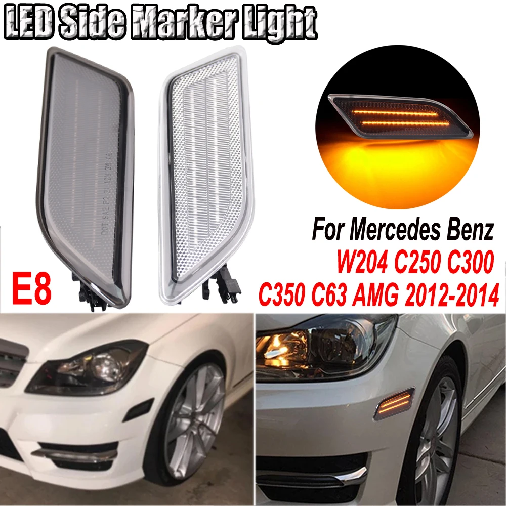 

1 пара светодиодных боковых габаритных указателей поворота 2012-2014 для Mercedes Benz W204 C250 C300 C350 C63 AMG только для американской версии автомобилей