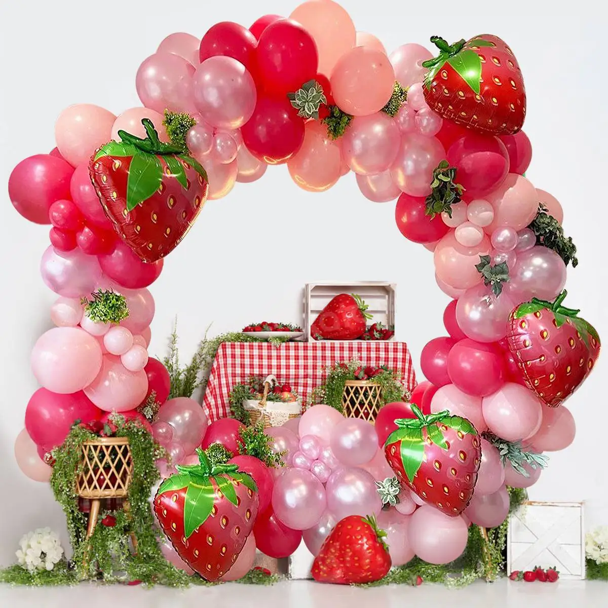 21pcs Strawberry Theme Balloons Set 40Inch Pink Number Balloon for Girl 1 2  3 Years Birthday Party Decor Summer Party Globos - AliExpress