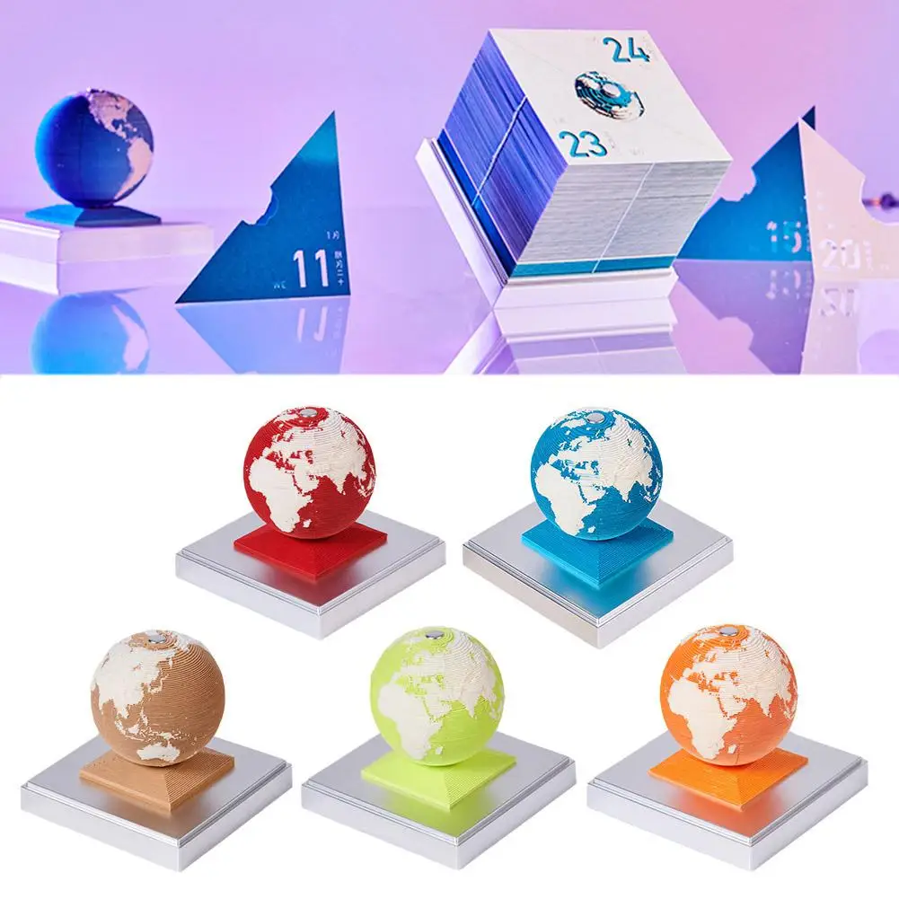 3D 스테레오 어스 데스크 캘린더 메모 패드, 지구 모델 장식, 사무실 노트 블록, 선물 용지, 3D 노트 조각 메모 패드, O2T2