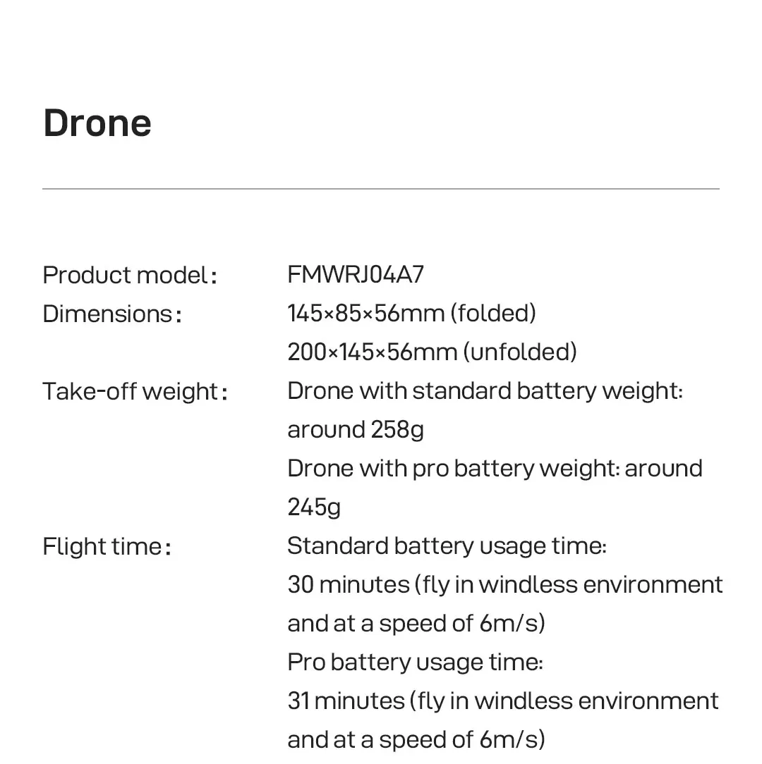 FIMI x8 Mini Pro Camera Drone, Drone with pro battery weight: around 245g Flight time: 30 minutes (fly