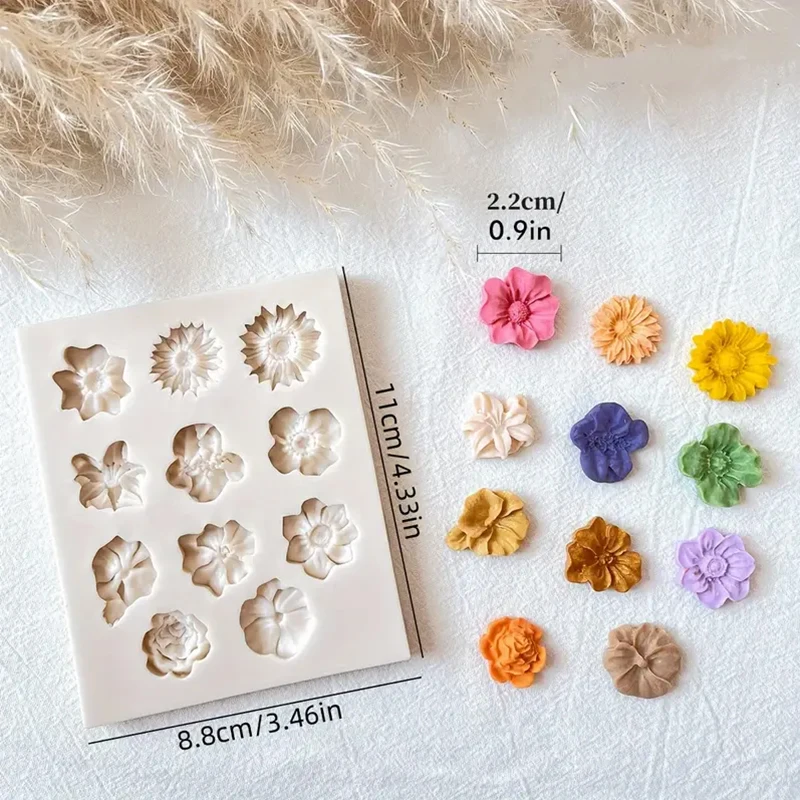Small Daisy Sun Flower Silicone Mold DIY Fondant Chocolate Cake Decor Mould Craft Polymer Clay Earring Pendants Making Molds