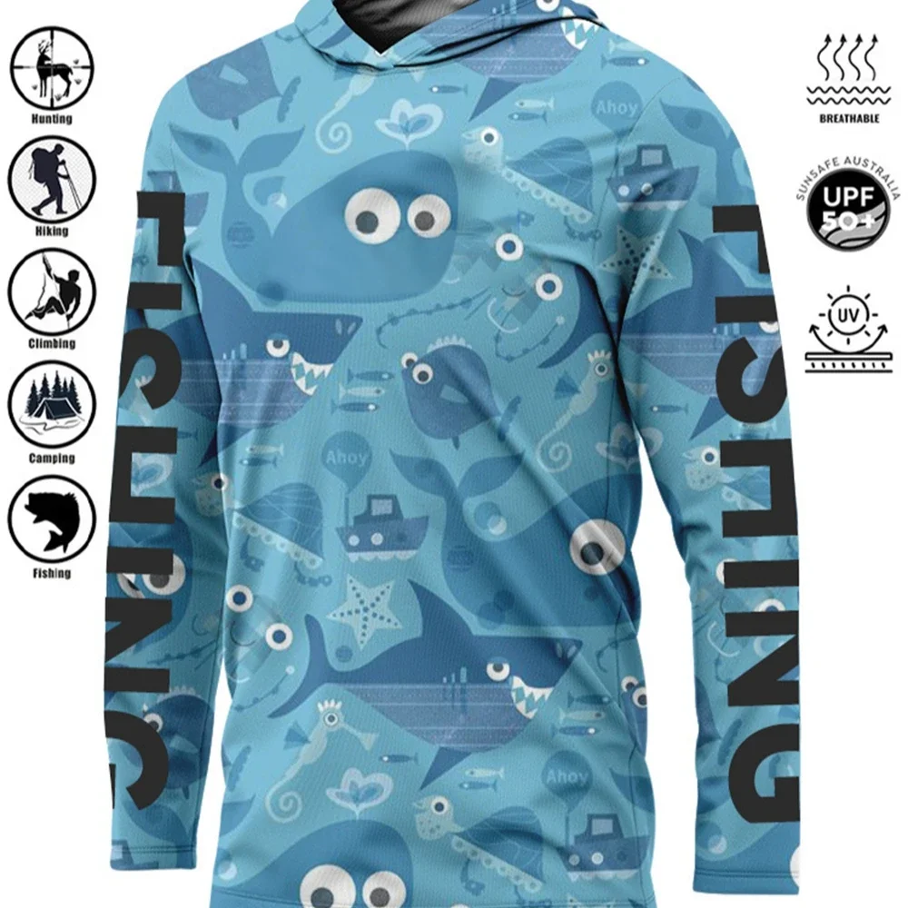 Fishing Shirt Hooded Outdoor Uv Protection Large Size Man Camouflage Printing Moisture Wicking Jersey Fishing Apparel Tops fly fishing clothes