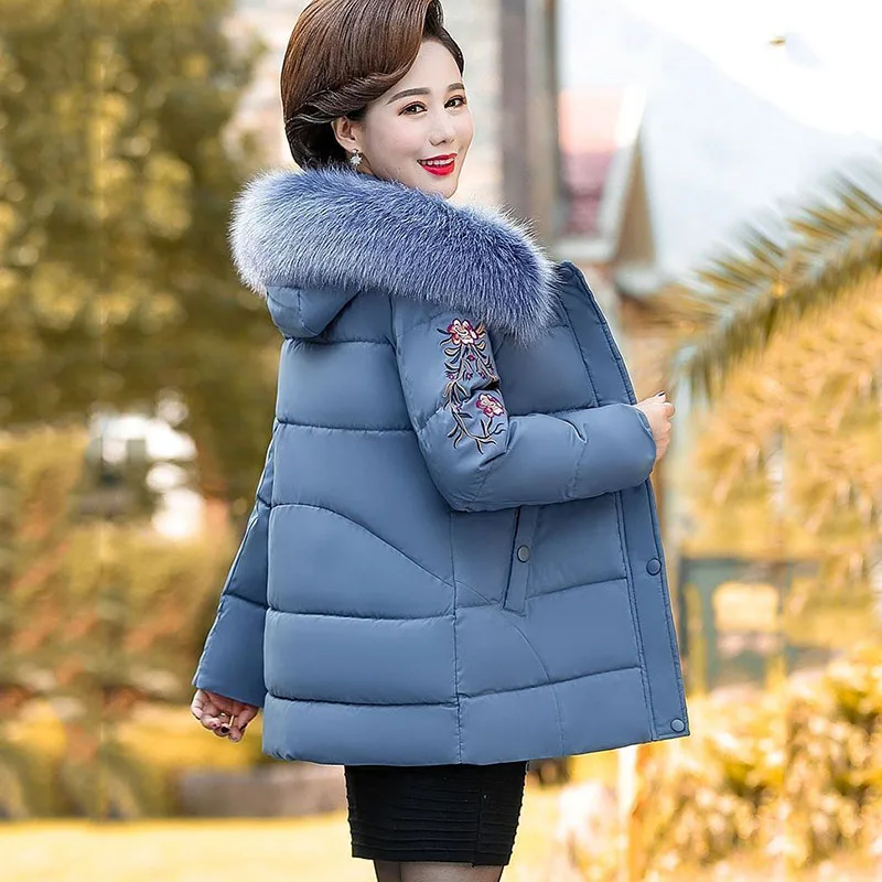 

Middle-Aged And Old Cotton Coat 2023 New Warm Hooded Women Down Padded Coat Overcoat Thick Fashion Winter Women Cotton Coat Y174