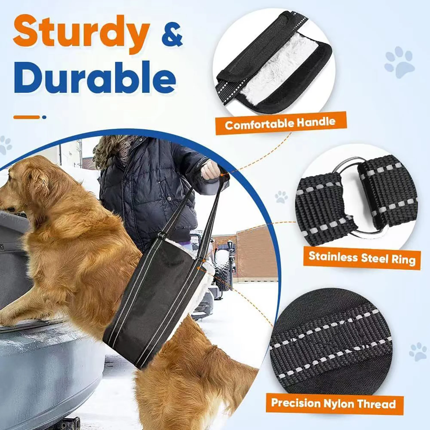 Dog Wheelchair Aid Adjustable Dog Sling Chest Support Dog Hip Harness to Help Lift Rear Leg Support for Canine Aid Straps dog wheelchair aid