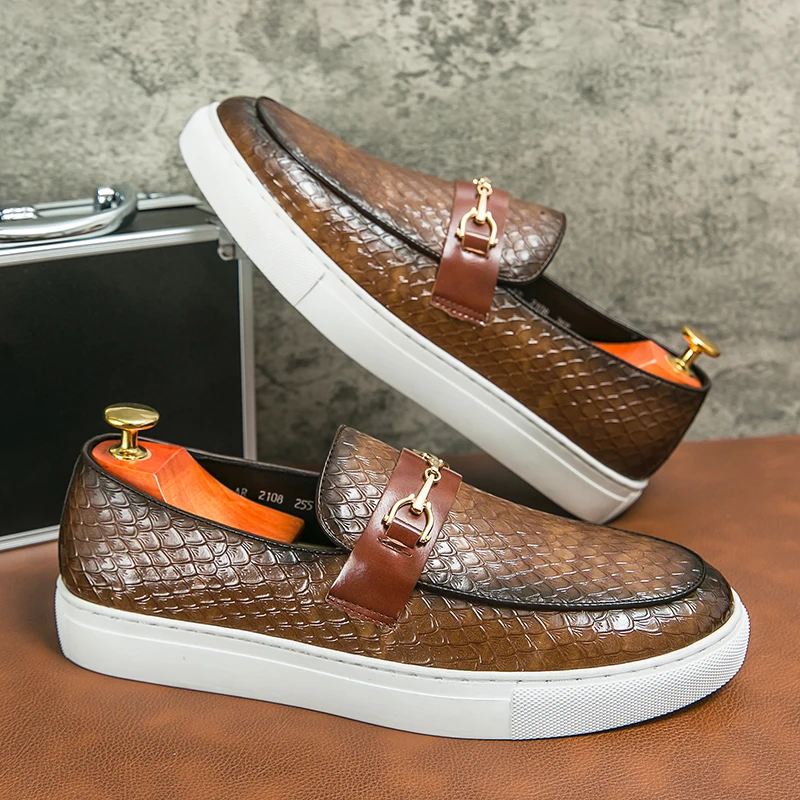 Men Casual Business Vulcanized Shoes One Foot Outdoor Comfortable Walking Shoes British Business Loafers Sizes 38-46 Men Shoes 4