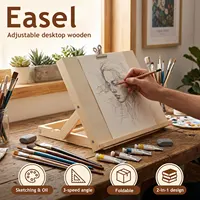 2Pcs Foldable Tabletop Easel Adjustable Angle Tabletop Art Easel Portable Wood Sketch Display Stand for Painting Artists Student 6