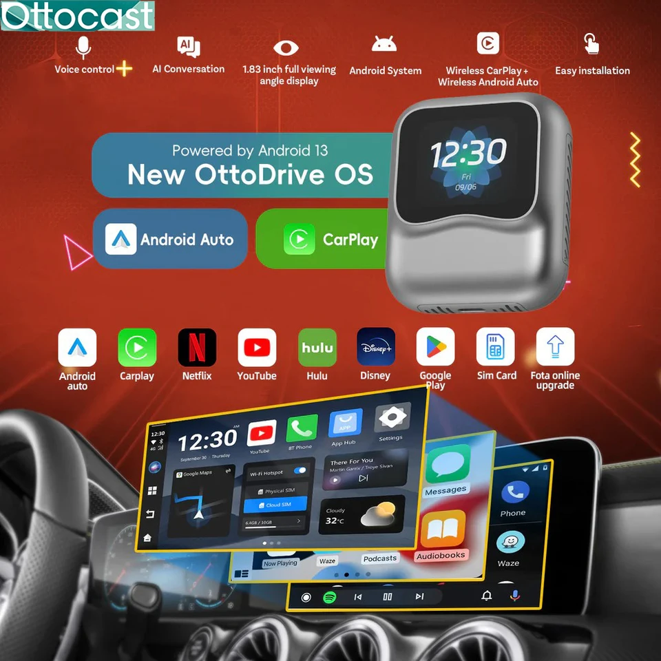 OTTOCAST ナノ AI ボックス Wirelss Carplay Android Auto AdaPter