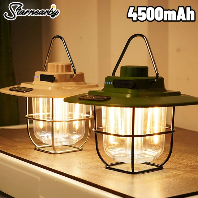 L17 Portable Camping Lantern Retro Battery Powered Hanging Tent Lamp Lantern  Light - Black Wholesale