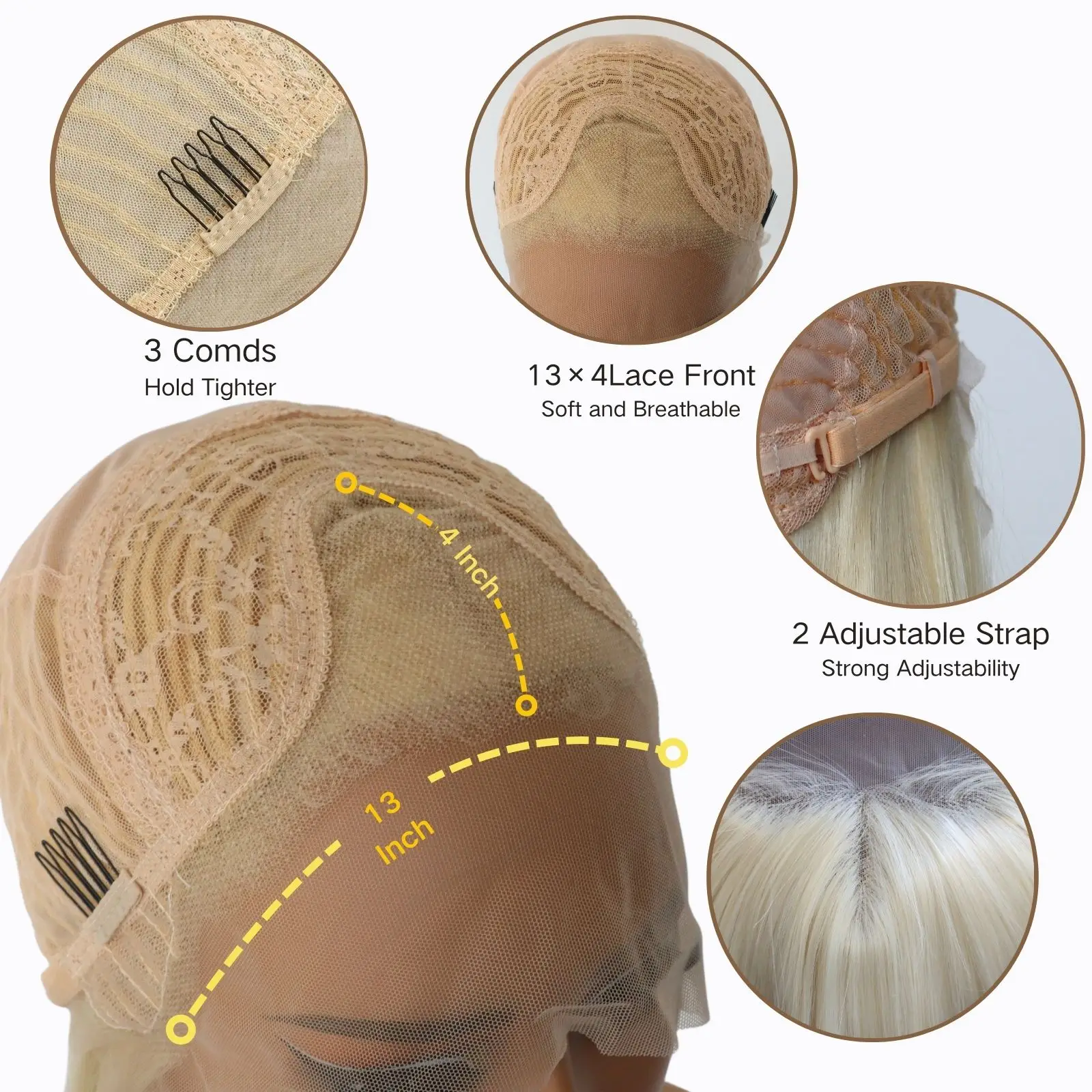 Blonde 13x4 Lace Front Synthetic Wig Straight Blonde Lace Front Wigs Pre Plucked Natural Hairline Wig 26Inch