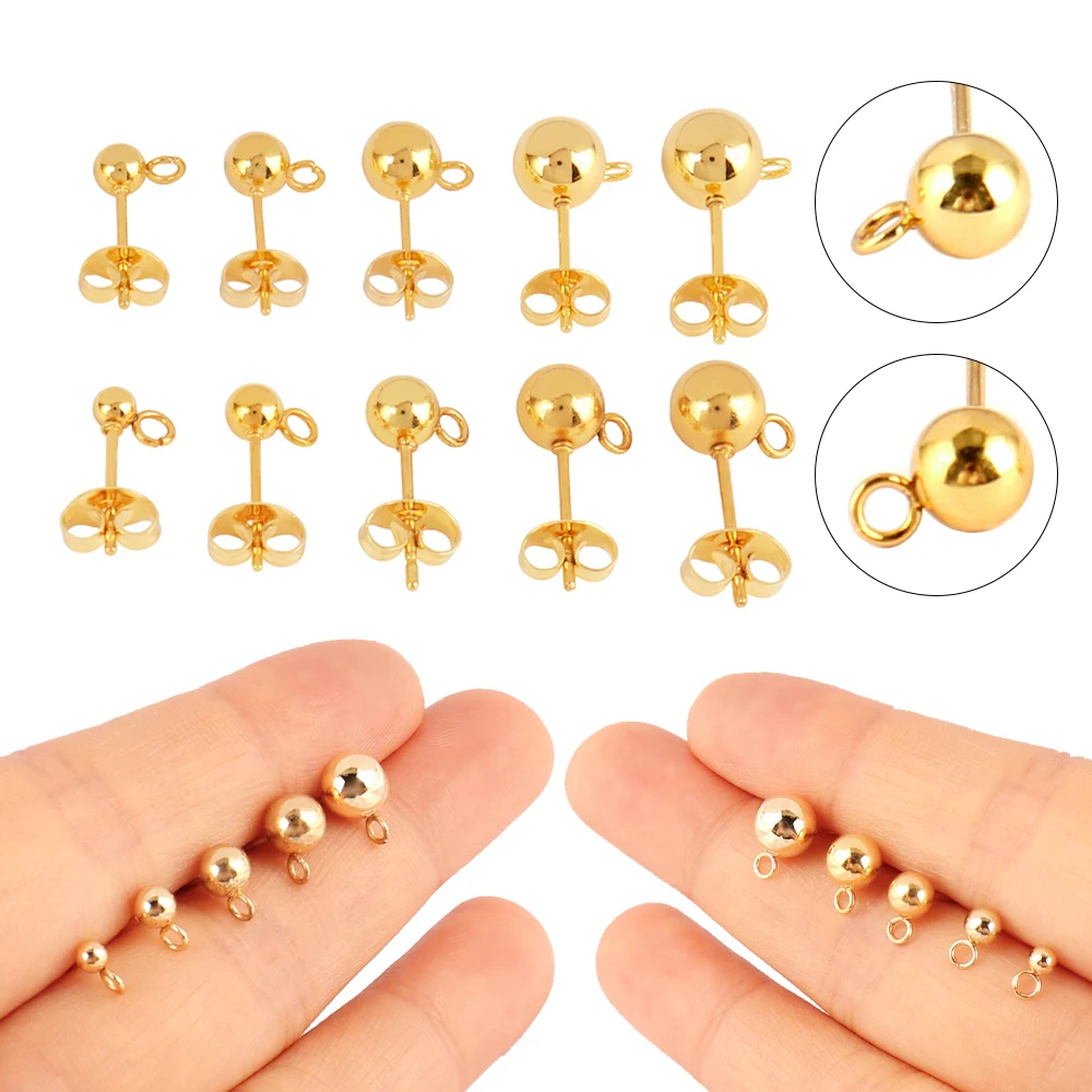 

20pcs Stainless Steel Earring Posts Earrings Base Ear Post With Earring Plug Findings Ear Back DIY Jewelry Making Accessories