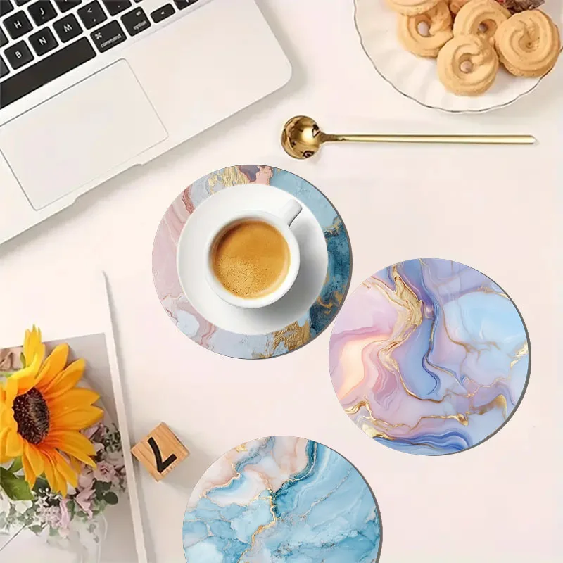 Set 6 Sottobicchieri Con Rosa E Supporto In Pelle: Proteggi Il Tavolo Con Stile Floreale Per Cucina, Soggiorno E Bar - 2