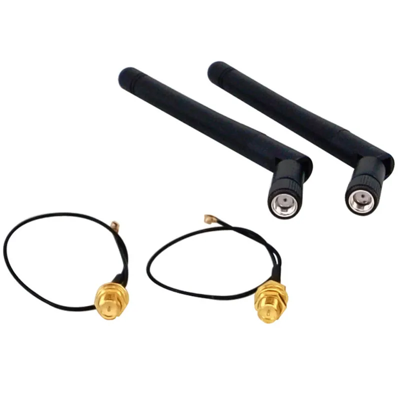 수 무선 라우터 및 PCI U.FL IPX-RP SMA 수 피그테일 케이블, 2.4GHz 3DBi WiFi 2.4G 안테나, 공중 RP-SMA, 2PCs/로트
