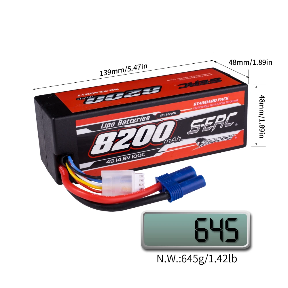 SUNPADOW 2S 3S 4S 7.4V 11.1V 14.8V Lipo Battery EC5 Plug 8200mAh 100C for RC Car Plane DJI Truck Tank Buggy Racing Boat Models 6