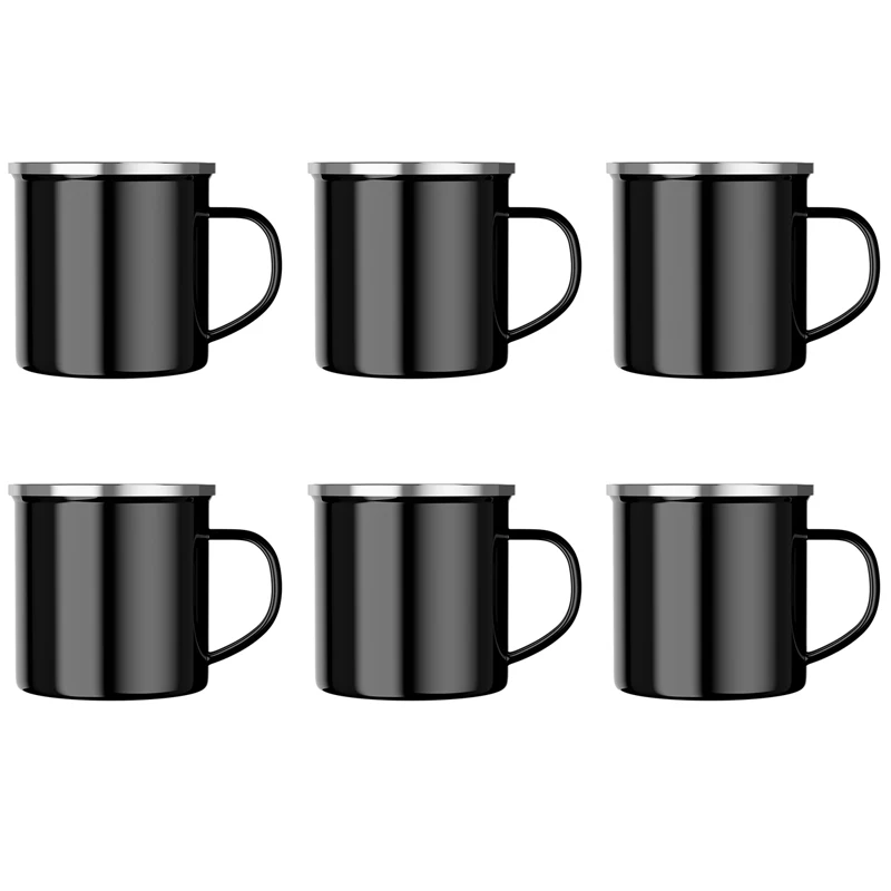 1/4/6 Pcs Enamel Camping Mugs Set,380ml Coffee Camp  Small Enamel Tea Cups for Indoor and Outdoor Activities,Easy to Clean 