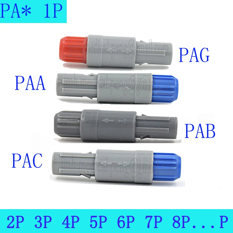 Pag Paa Pab Pac 1p 10 14 Pinos Plástico Médico Push-pull Auto-bloqueio Conector 40 60 80 Graus Macho Plug Peças