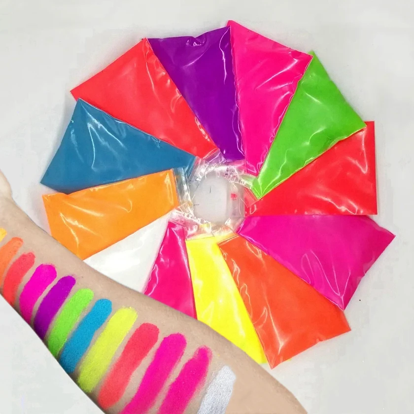 Neon Phosphor Nail Art & Craft Pigment Powder - 16 Vibrant Colors