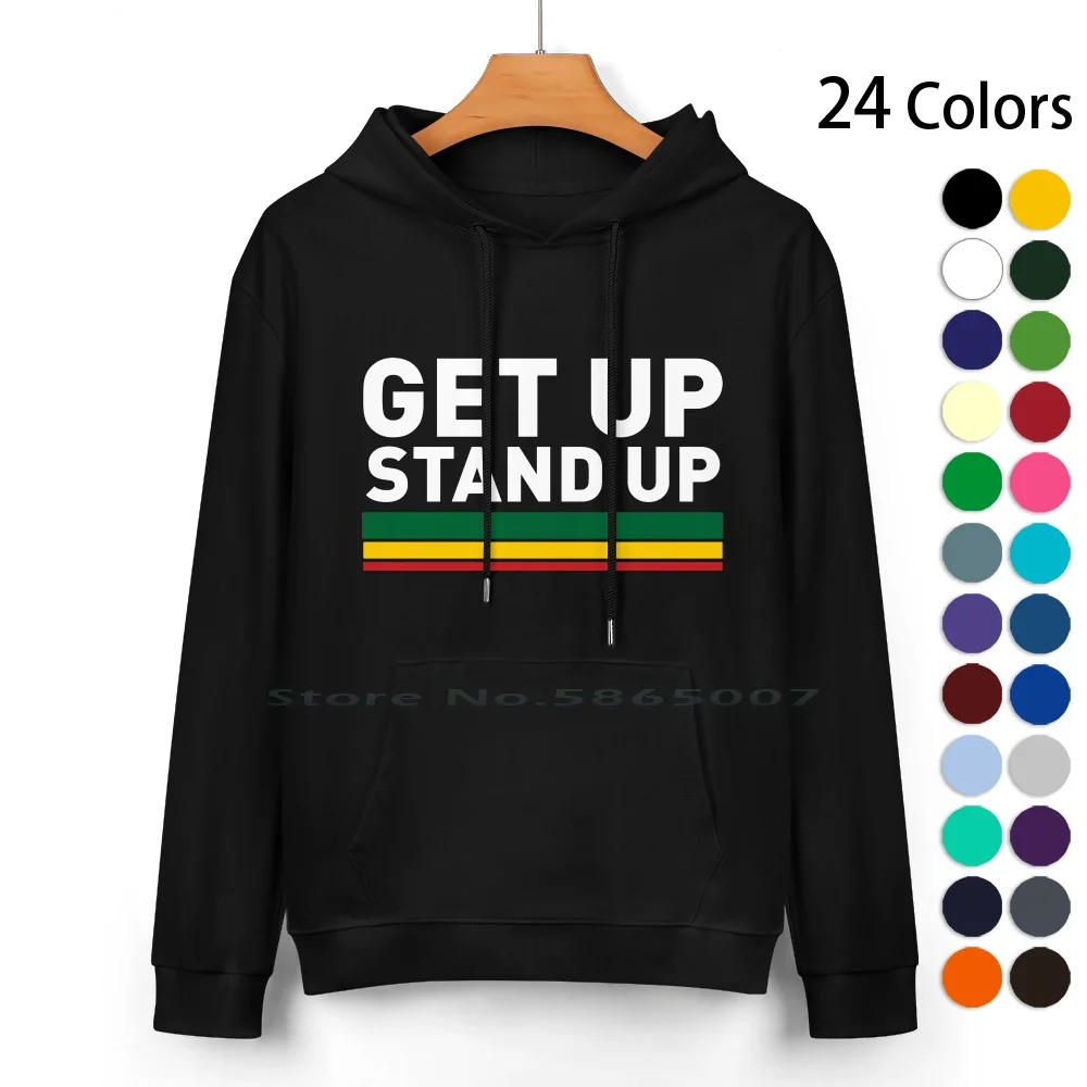

Get Up Stand Up / Reggae Rasta Vibrations Pure Cotton Hoodie Sweater 24 Colors Music Idea Hemp Weed Song Uprising