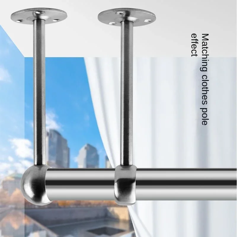 Flange Connector Pipe Clip Wardrobe Bracket 1pcs 304 Stainless Steel Flange Bracket Pipe Bracket Socket 150mm Lengthen Flange Wall Mount Cloth Rack Pipe