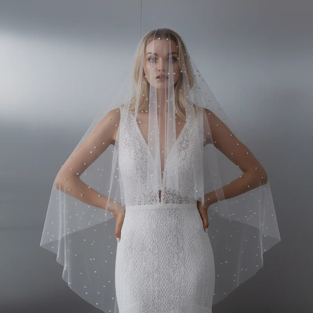 Lace de mariée Wit Ivoor Lange Bruidssluiers Bruil