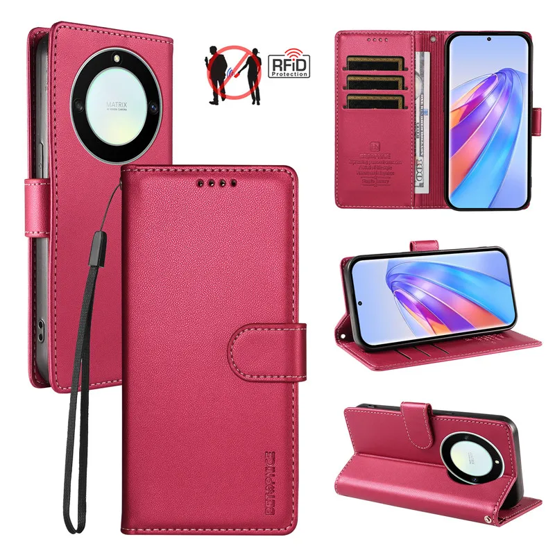 Advanced Anti-Theft Leather Flip Wallet Phone Case with Magnetic Card Slots