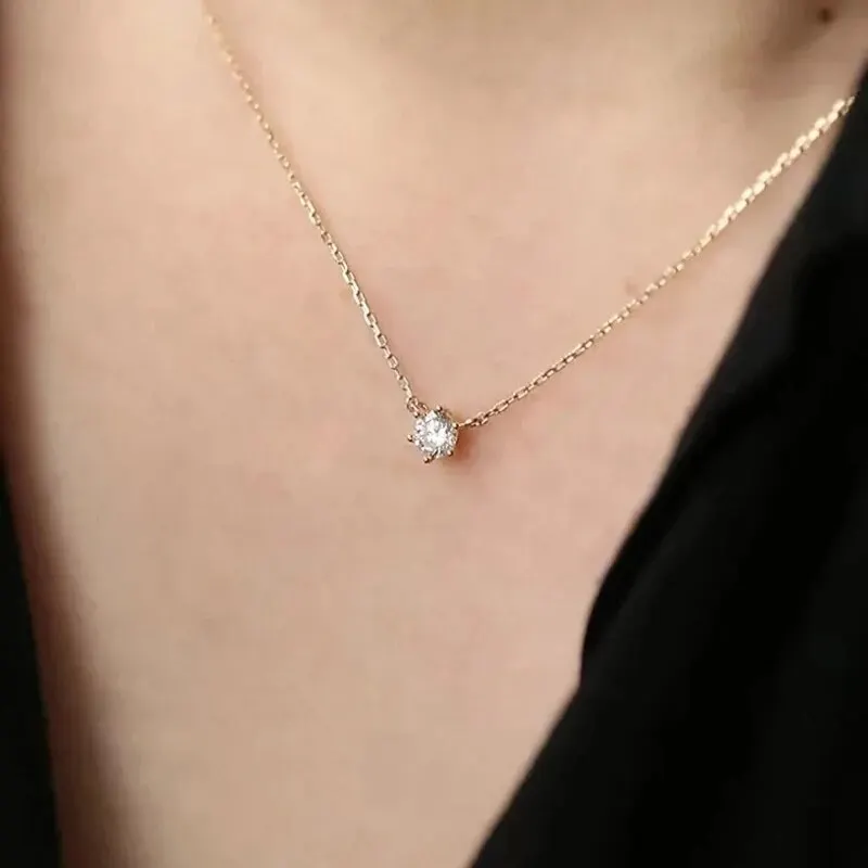 S925 Sterling Silver Necklace Set Zircon Electroplated 14k Gold Women's Fine Style