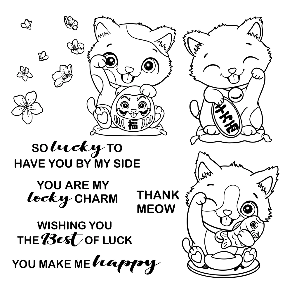 망고크래프트 귀여운 작은 고양이 키티 투명 스탬프, DIY 스크랩북 금속 다이, 카드 앨범 장 실리콘 스탬프