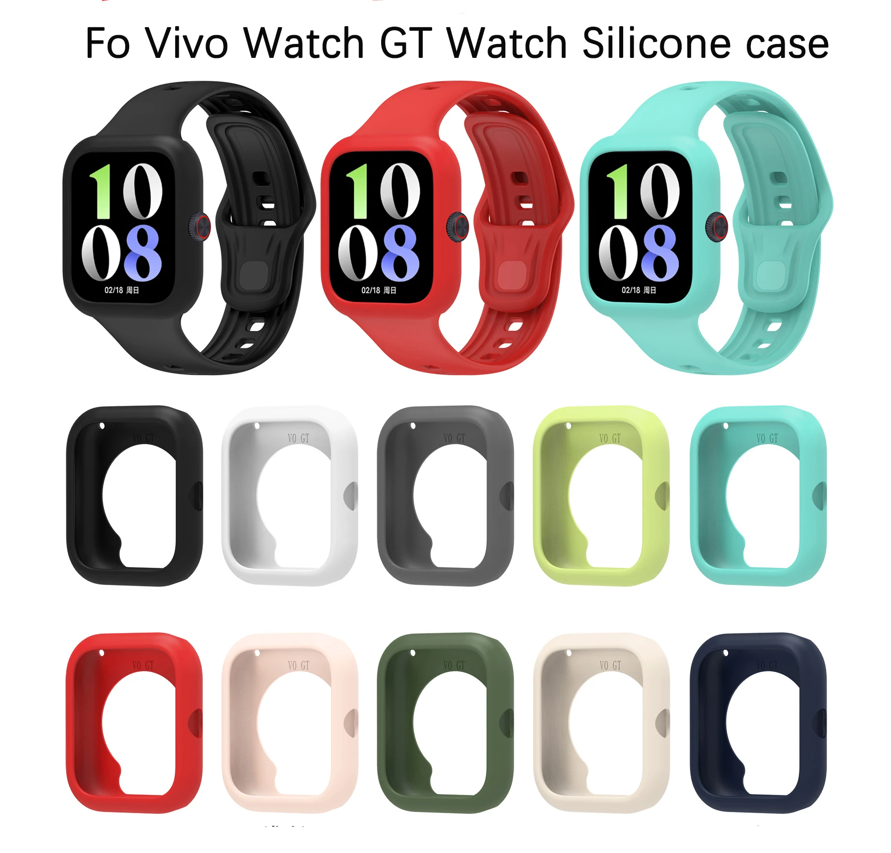 Dual-Function Silicone Sport Strap with Protective Case - Soft Replacement Band