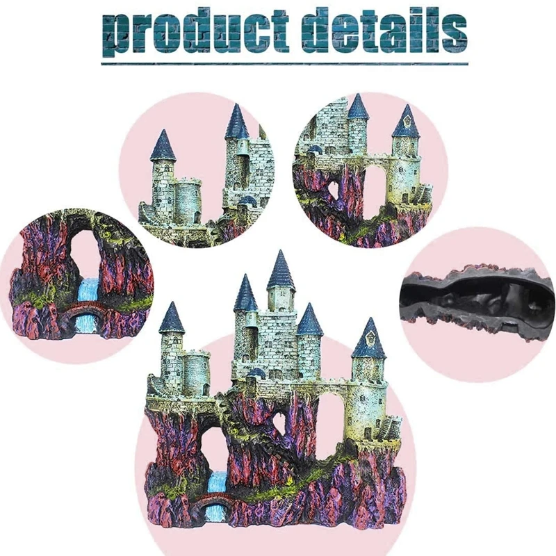 Aquarium Resin Castle Decoration Stone Cave Fish for Tank Accessories for Betta
