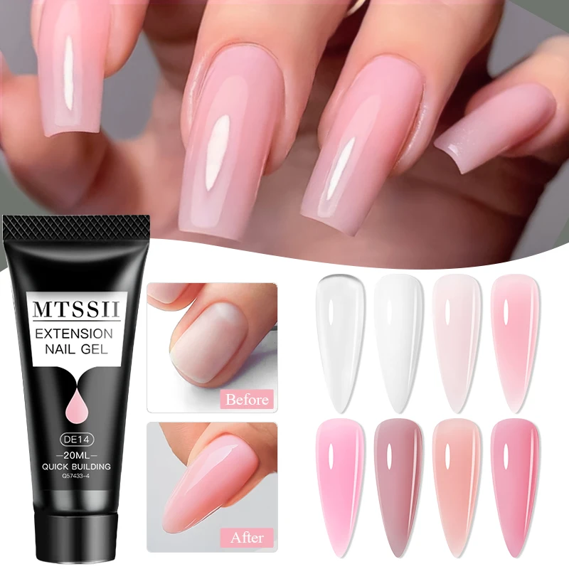 Mtssii 20ml Extension Nail Gel Set Full Manicure Kit Nude Pnk White Quick Extension Nails Building Fingertips Tools Set 4