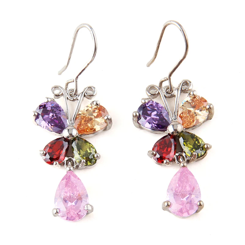 Free shipping Ladies Luxury Drop Earrings butterfly Cubic Zircon Earring Top Quality Nickel &amp Lead | Украшения и аксессуары